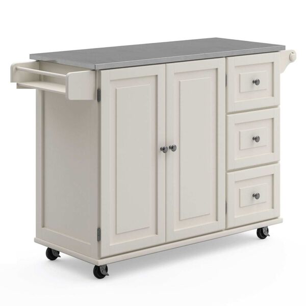 Dolly Madison Off-White and Stainless Steel Kitchen Cart, image 1