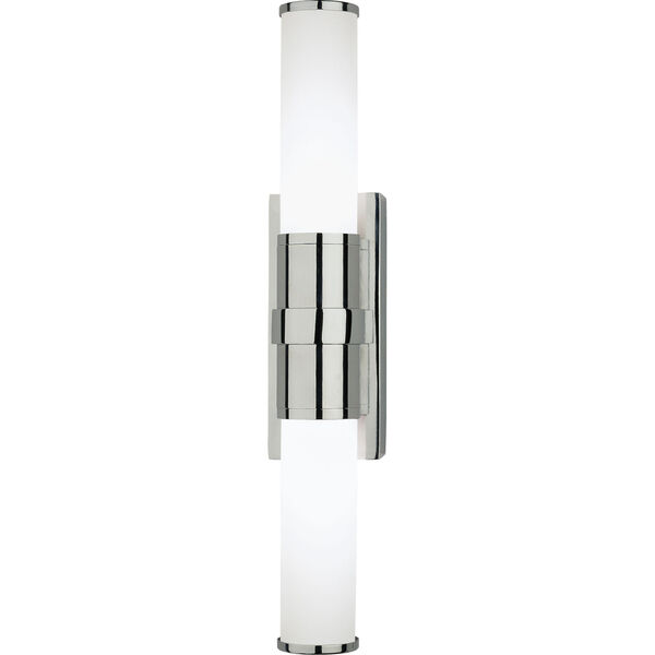 Roderick Polished Chrome Two-Light LED Wall Sconce With White Frosted Glass Shades, image 1