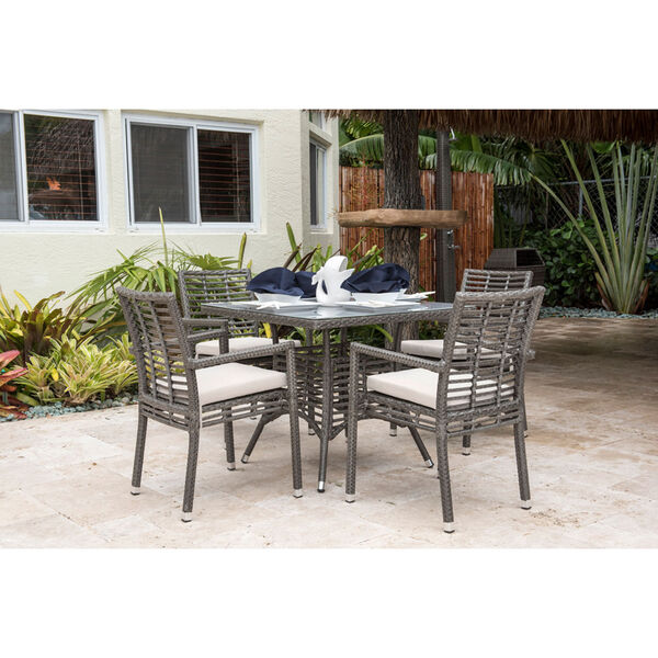 Intech Grey Outdoor Dining Set with Standard cushion, 5 Piece, image 2