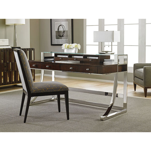 Studio Designs Stainless Steel and Brown Andrea Writing Desk, image 2