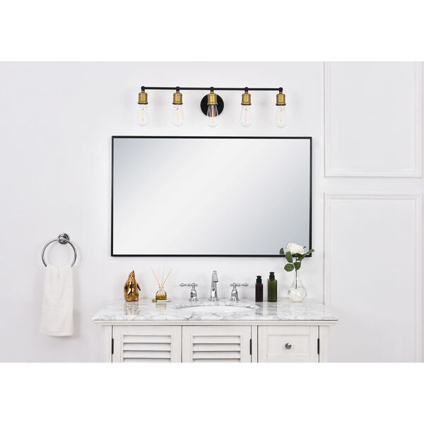 Serif Brass and Black Five-Light Wall Sconce, image 2