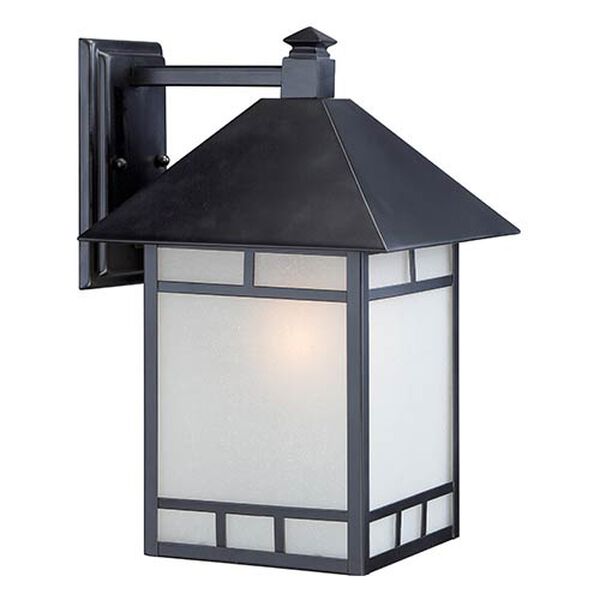 Drexel Stone Black One-Light 10-Inch Wide Outdoor Wall Sconce with Frosted Seed Glass, image 1