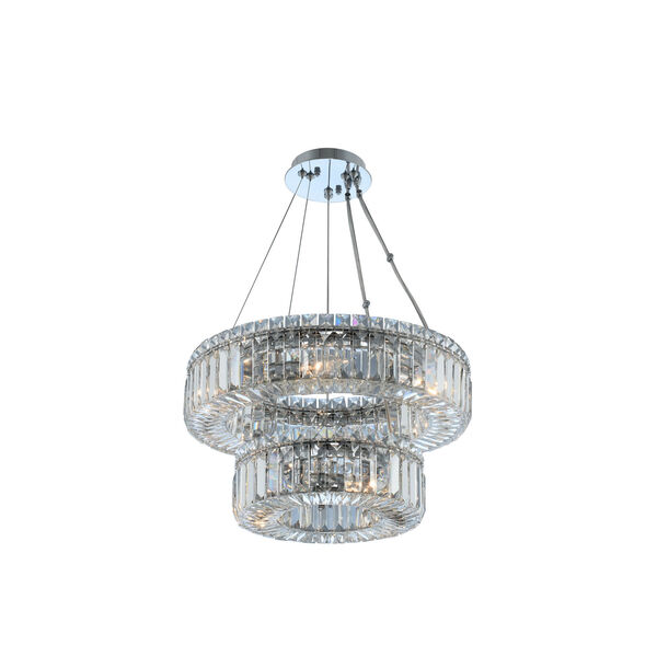 Rondelle Chrome 18-Inch Nine-Light Pendant with Firenze Crystal, image 1