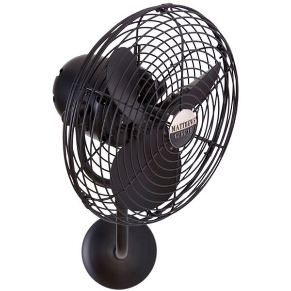 Michelle Parede Matte Black 13-Inch Indoor/Outdoor Directional Wall Fan with Metal Blades, image 1