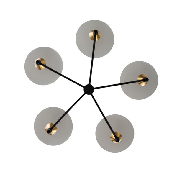 Redding Matte Black with Brass Accent Five-Light LED Chandelier, image 3