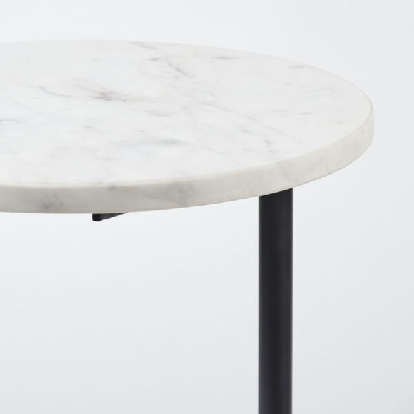 Ballatine II White and Black Round Marble Top End Table, image 6