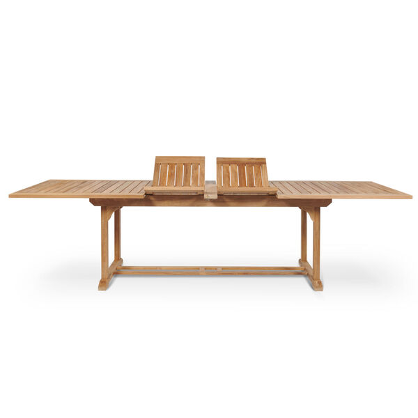 Ihland Nature Sand Teak Rectangular Teak Outdoor Dining Table with Double Extensions, image 1