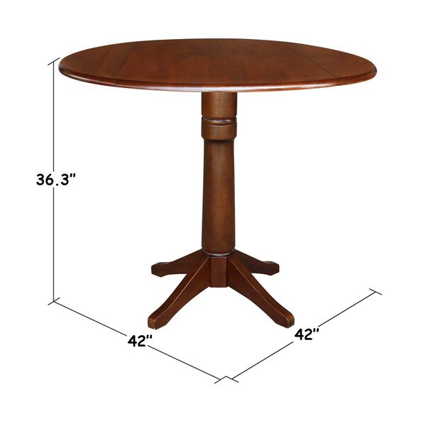 Espresso 36-Inch Round Dual Drop Leaf Pedestal Dining Table, image 5