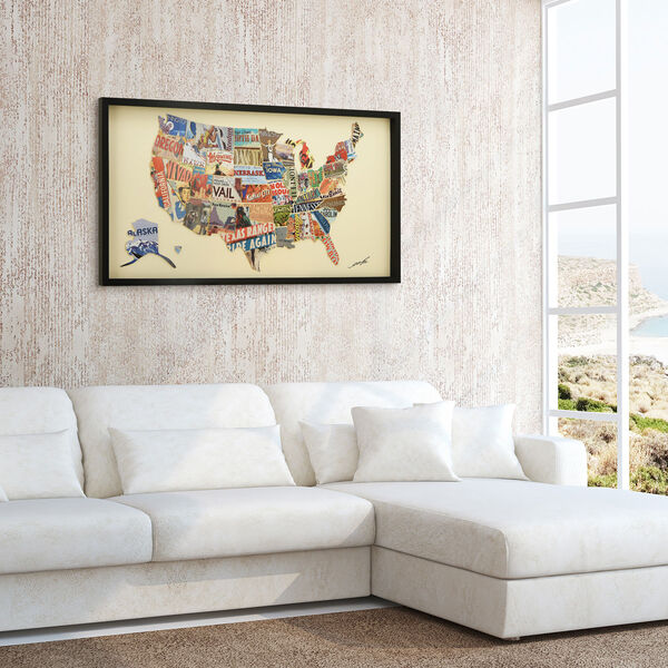 Black Framed Across America Dimensional Collage Graphic Glass Wall Art, image 5