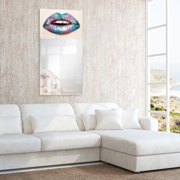 Cotton Candy Lips Blue 48 x 24-Inch Rectangular Beveled Wall Mirror, image 1