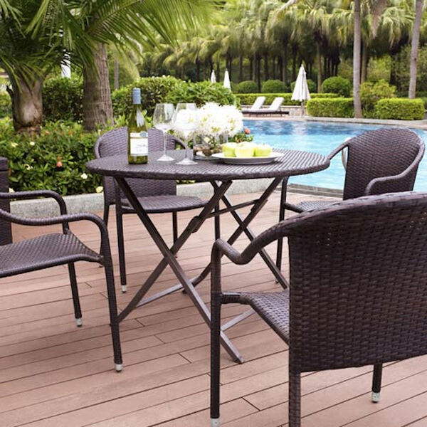 Palm Harbor Brown Outdoor Wicker Folding Table, image 1