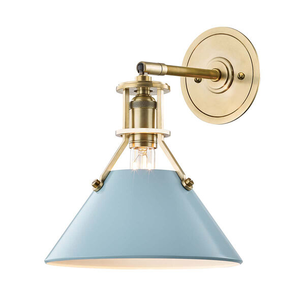 Painted No.2 Gold and Blue One-Light Five-Inch Wall Sconce, image 1