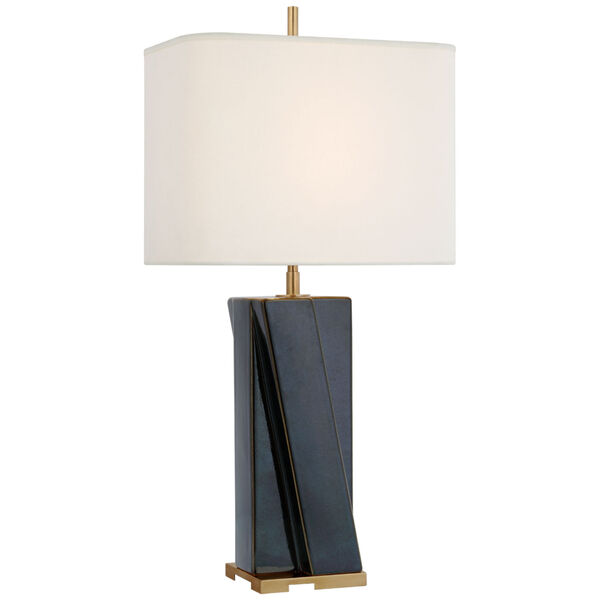 Niki Medium Table Lamp in Mixed Blue Brown with Linen Shade by Thomas O'Brien, image 1