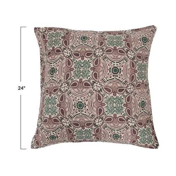 Multicolor Recycled Cotton Blend Printed 24 x 24-Inch Pillow, image 3