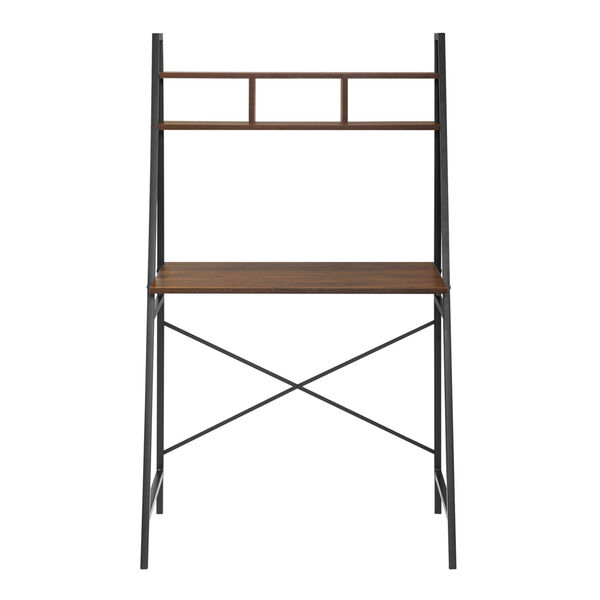Mini Arlo Dark Walnut and Black Ladder Desk with Storage, image 3