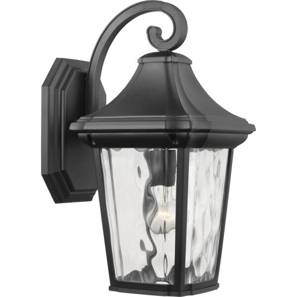Marquette Textured Black 10-Inch One-Light Outdoor Wall Sconce with Clear Water Shade, image 1