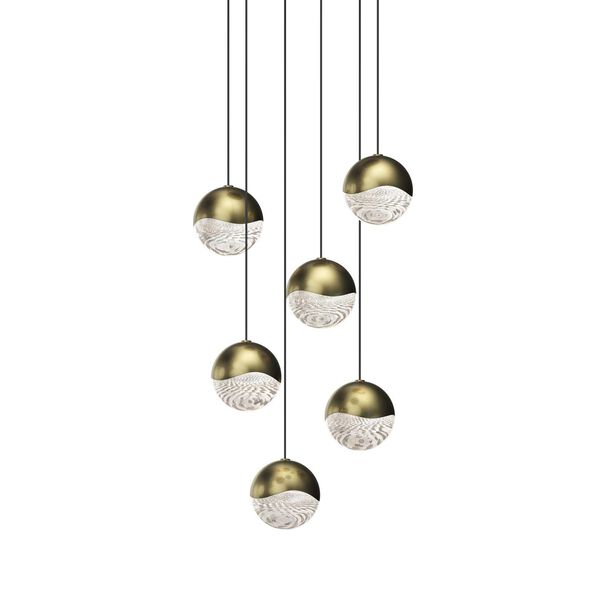 Grapes Brass Six-Light LED Pendant, image 1