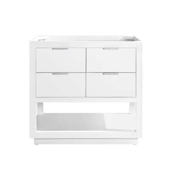 White 36-Inch Bath Vanity Cabinet with Silver Trim, image 1