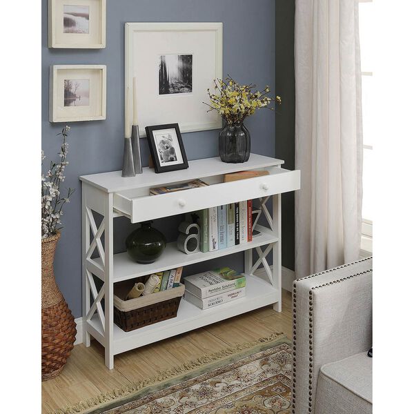 Oxford One Drawer Console Table in White, image 4