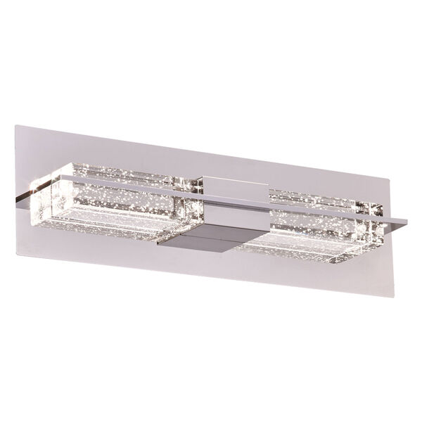 Armano Polished Chrome Two-Light LED ADA Bath Vanity with Clear K9 Crystal Glass with Bubbles, image 1
