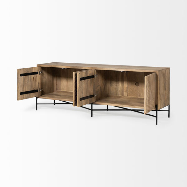 Cairo Brown and Black Solid Wood Four Door Sideboard, image 6