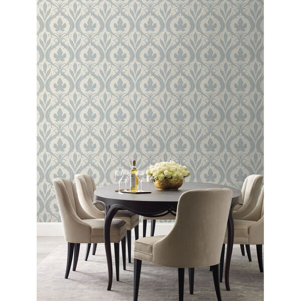 Damask Resource Library Blue and Beige 20.5 In. x 33 Ft. Adirondack Wallpaper, image 2