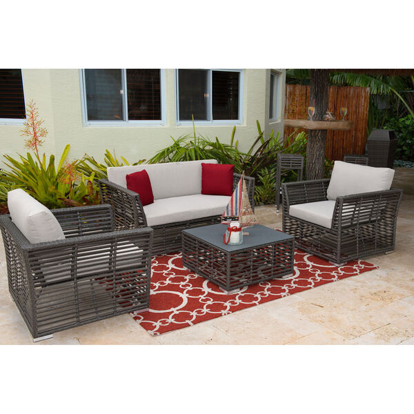 Intech Grey Outdoor Living Sets with Standard cushion, 4 Piece, image 2