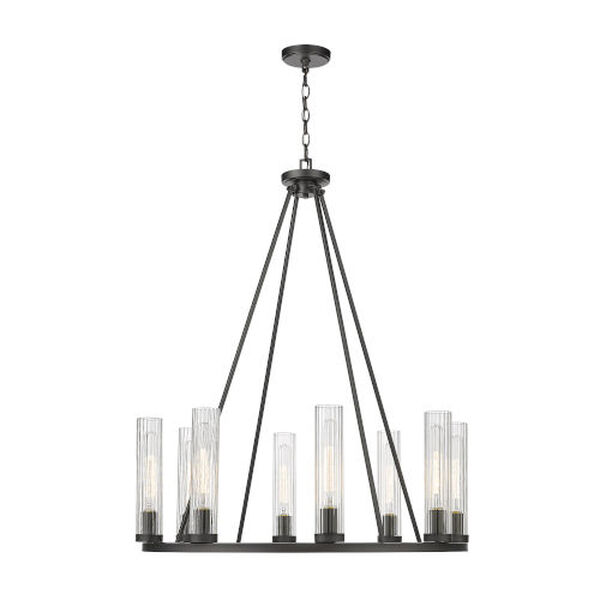 Beau Bronze Eight-Light Chandelier with Clear Glass Shade, image 4