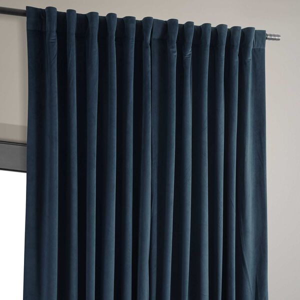 Signature Midnight Blue Double Wide Velvet Blackout Pole Pocket Single Panel Curtain 100 x 84, image 5