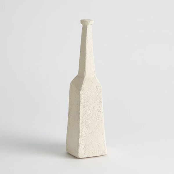 White Medium Ceramic Sculpted Bottle, image 1
