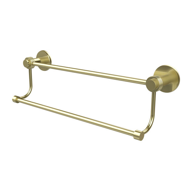 Mercury Collection 24 Inch Double Towel Bar with Groovy Accents, Satin Brass, image 1