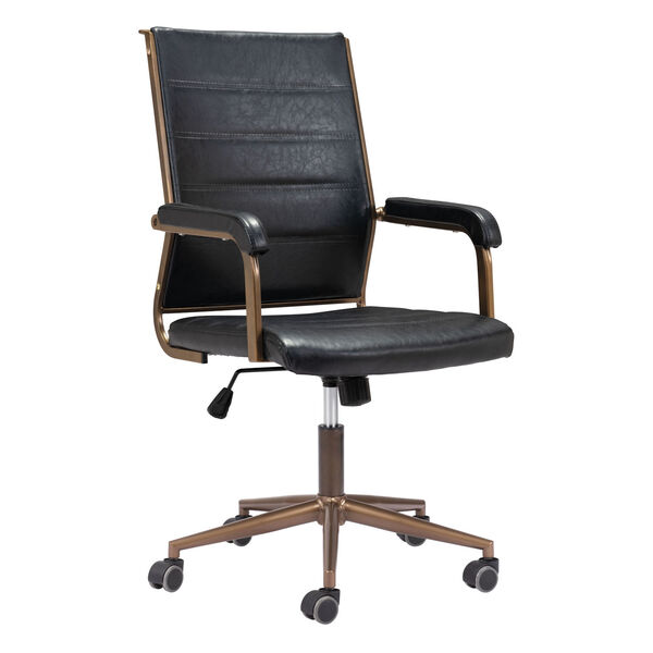 Auction Vintage Black and Bronze Office Chair, image 1