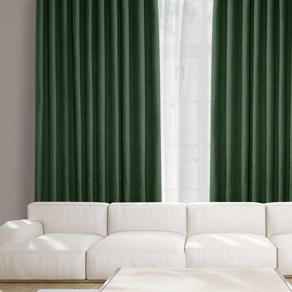 Key Green Faux Linen Extra Wide Room Darkening Single Panel Curtain, image 2