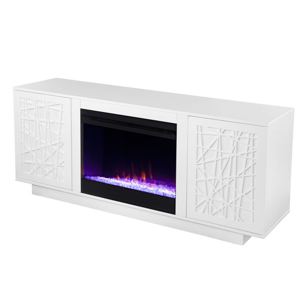 Delgrave White Color Changing Electric Fireplace with Media Storage, image 2