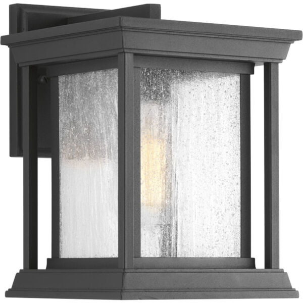 P5605-31: Endicott Black One-Light Outdoor Wall Mount with Clear Seeded Glass, image 1