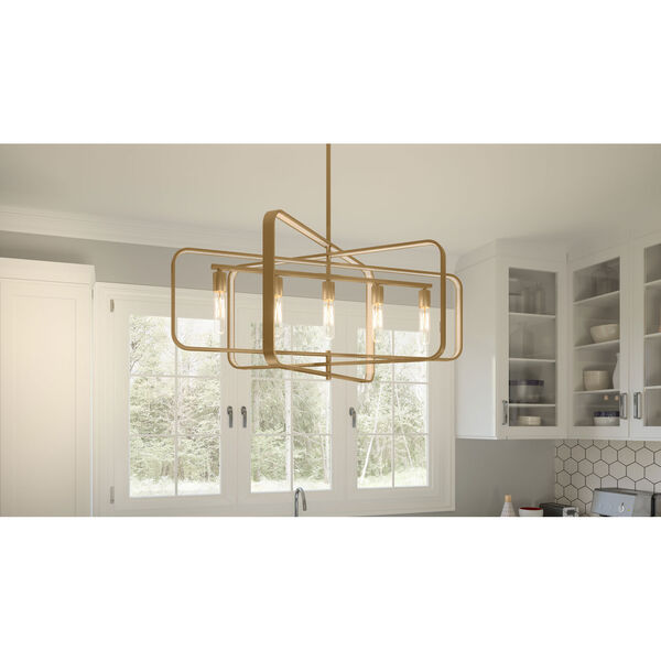 Dupree Brushed Weathered Brass Five-Light Chandelier, image 3