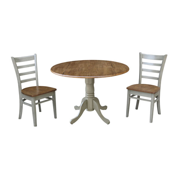 Emily Hickory and Stone 42-Inch Dual Drop leaf Table with Side Chairs, Three-Piece, image 1