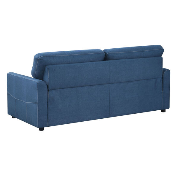Linden Blue 79-Inch Queen Sleeper Sofa with Pillows, Faux Leather Upholstery And Gel Foam Mattress, image 5