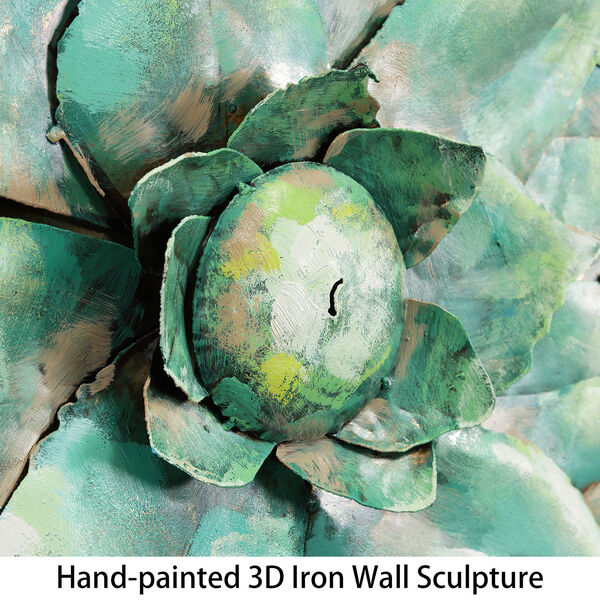Succulent 2 Mixed Media Iron Hand Painted Dimensional Wall Art, image 4