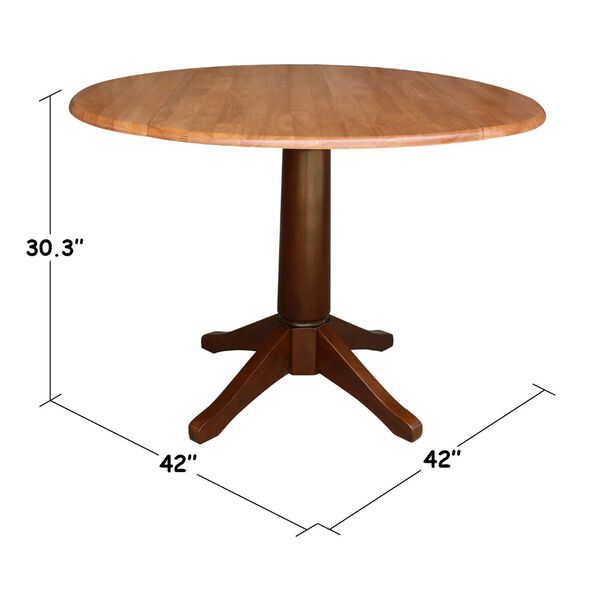 Cinnamon and Espresso 30-Inch High Round Dual Drop Leaf Pedestal Table, image 5