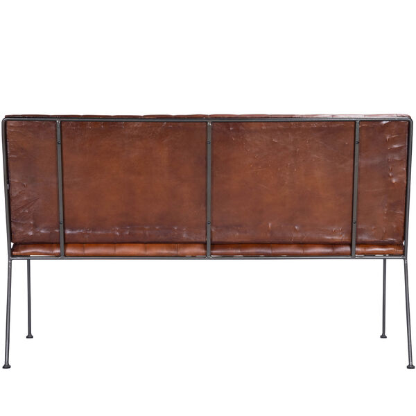 Phoenix Brown and Black Leather Padded Seat Bench, image 4