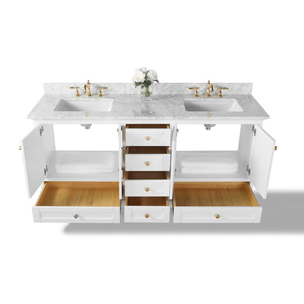 Audrey White 72-Inch Vanity Console with Gold Hardware, image 6