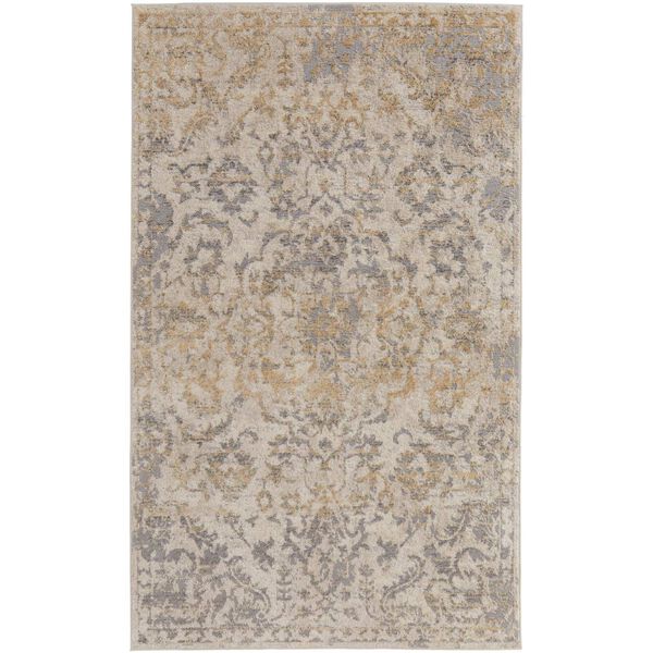 Camellia Classic Medallion Gray Ivory Gold Rectangular 4 Ft. 3 In. x 6 Ft. 3 In. Area Rug, image 1