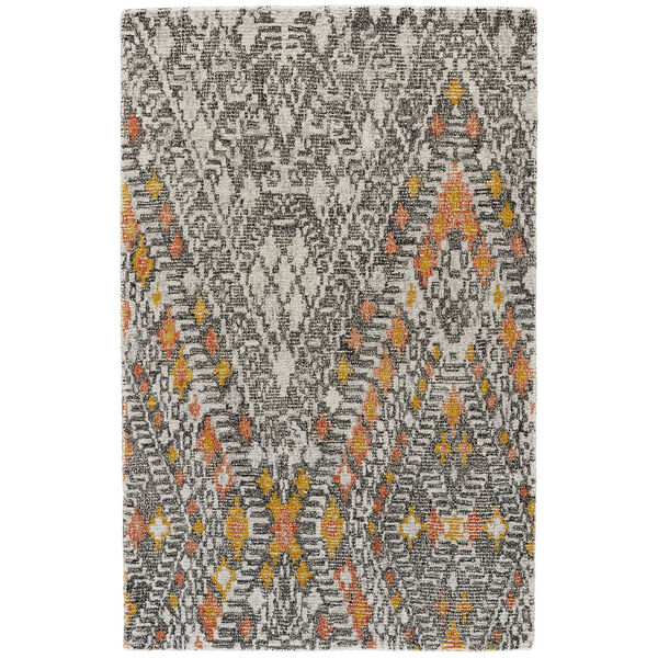 Arazad Tribal Style Tufted Gray Orange Area Rug, image 1