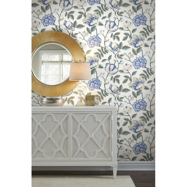 Grandmillennial White Morning Garden Pre Pasted Wallpaper - SAMPLE SWATCH ONLY, image 1