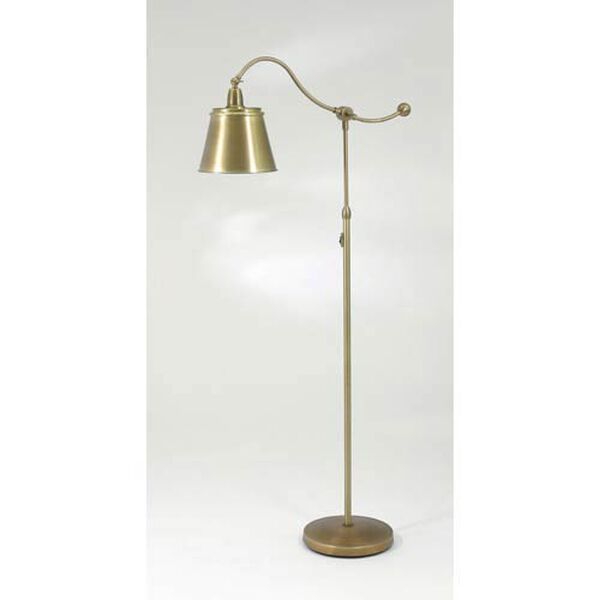 Hyde Park Floor Lamp - Weathered Brass with Metal Shade, image 1