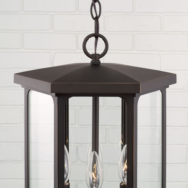 Walton Oiled Bronze Outdoor Four-Light Hangg Lantern with Clear Glass, image 2