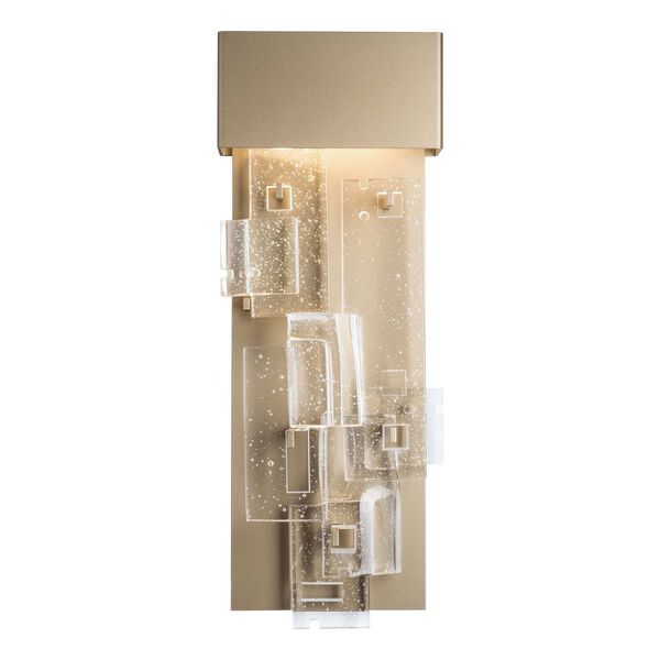 Art + Alchemy Gold Integrated LED Wall Sconce with Seeded Clear Glass, image 1