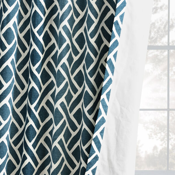 Navy Blue Printed Cotton Twill Single Panel Curtain 50 x 96, image 9