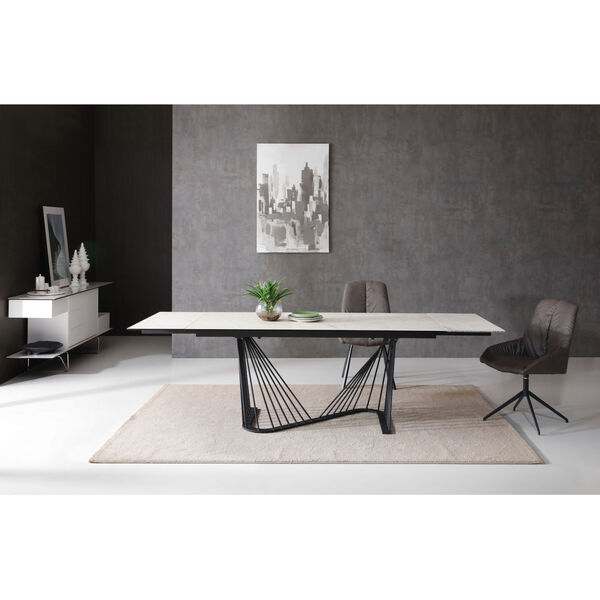 Roma White and Black Extendable Dining Table, image 3